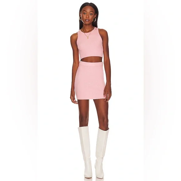 Revolve Pink Ribbed Set - Picture 1 of 3